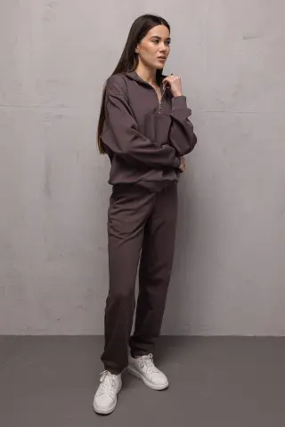 Спортивний костюм з тринитки жіночий ZIPPER REVER шоколад