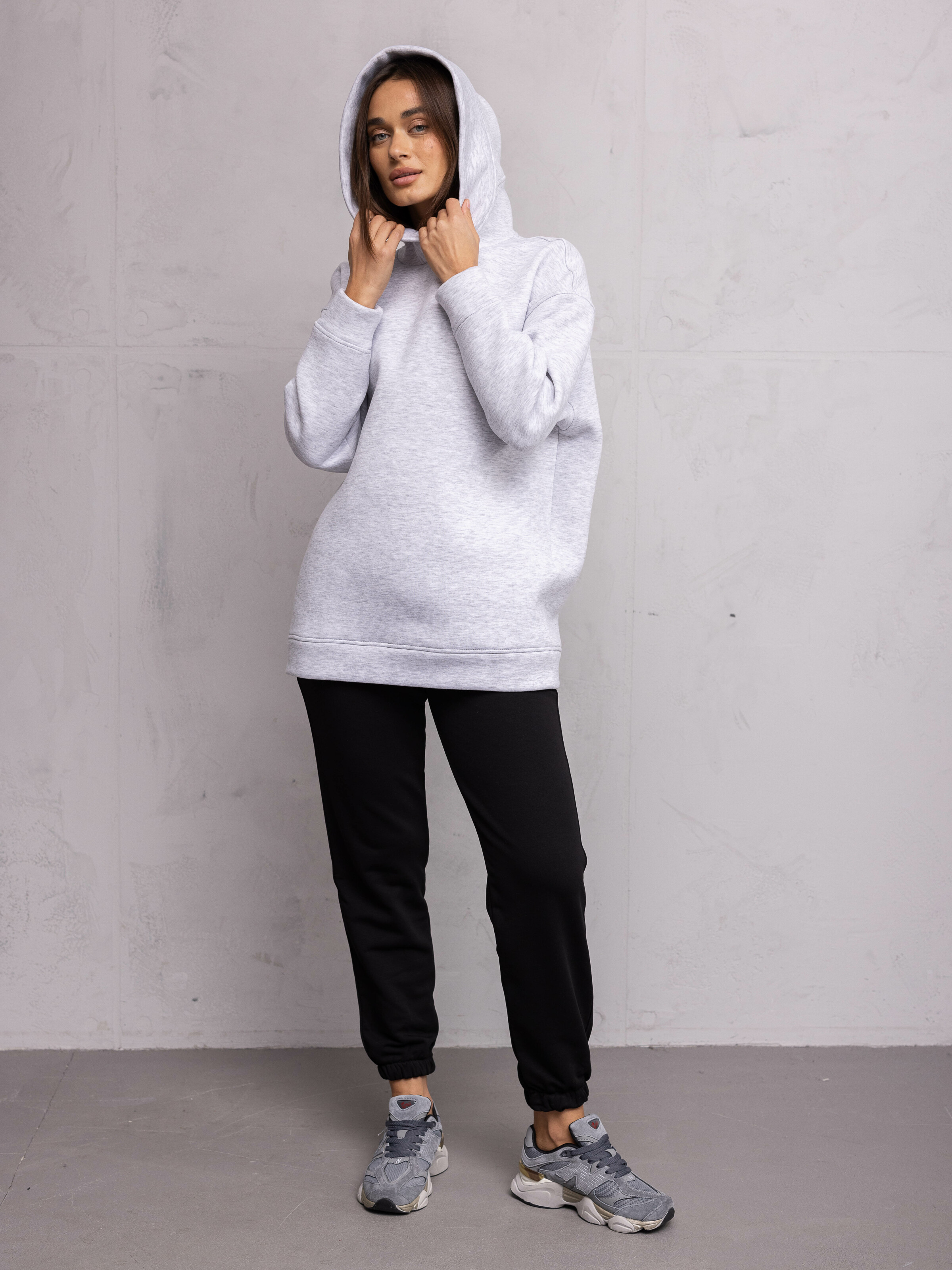 Худі Greta утепленний сірий меланж
