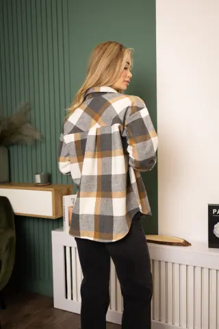 Rachel Flannel Shirt Grey-Chocolate Check