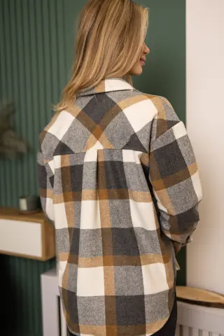 Rachel Flannel Shirt Grey-Chocolate Check