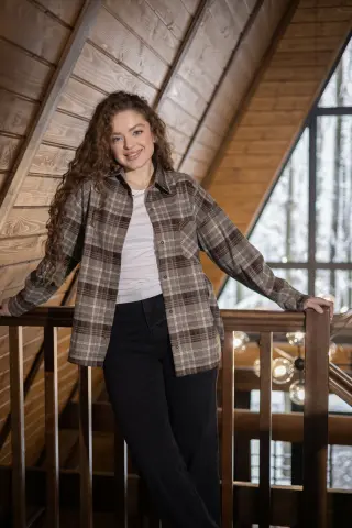 Rachel Checkered Shirt Beige