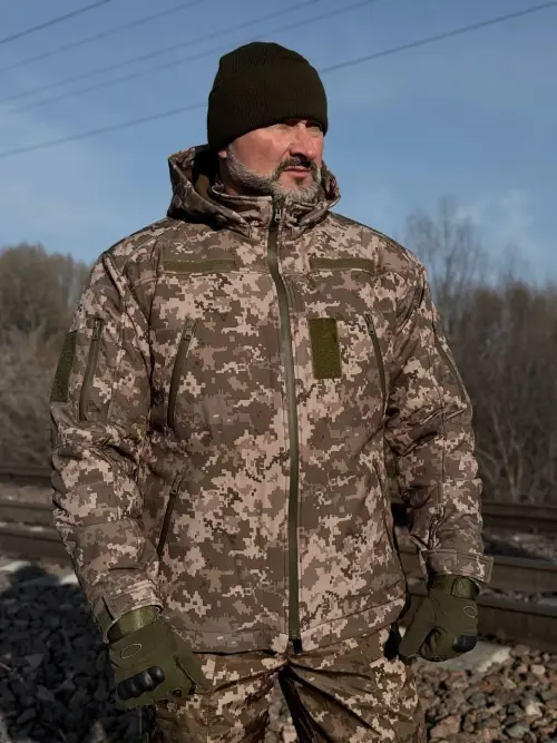 Тактична зимова куртка Soft Shell Піксель