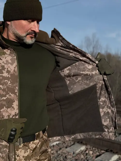 Тактична зимова куртка Soft Shell Піксель