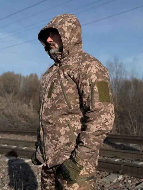 Тактична зимова куртка Soft Shell Піксель