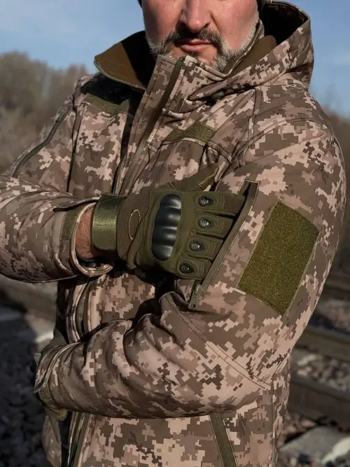 Тактична зимова куртка Soft Shell Піксель