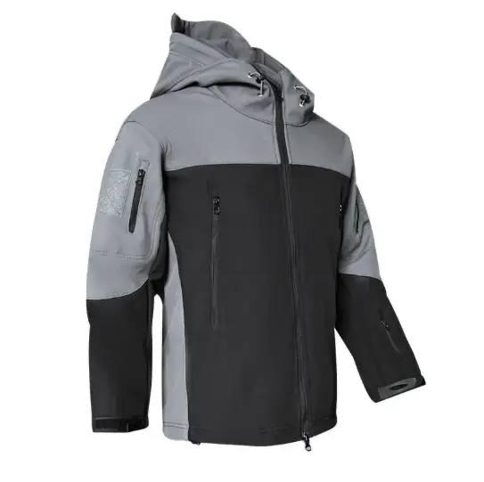 Куртка Soft Shell Серая с Чёрным на флисе