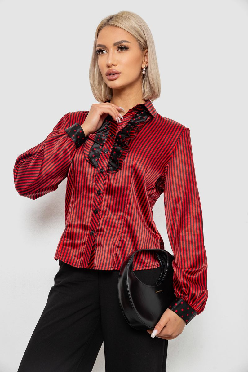 Сорочка класична в смужку, колір чорно-червоний, 230R066