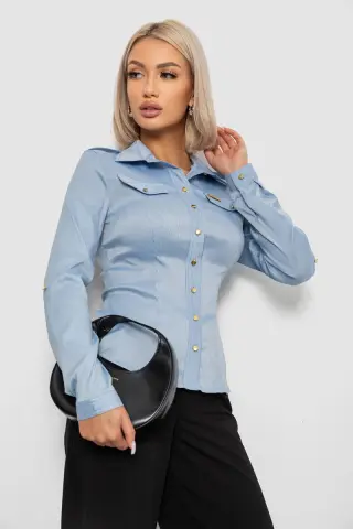 Сорочка класична в смужку, колір блакитний, 230R646