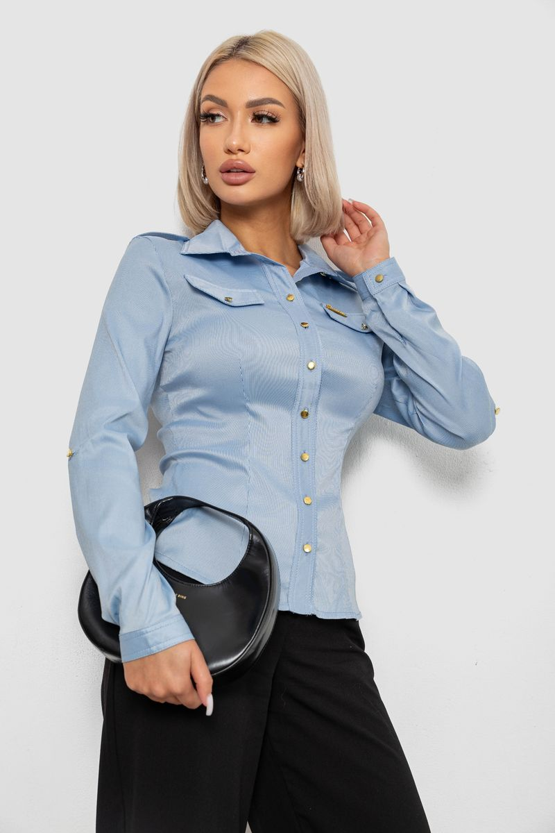 Сорочка класична в смужку, колір блакитний, 230R646