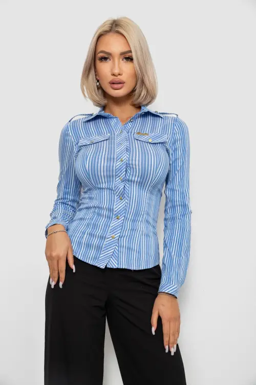 Сорочка класична в смужку, колір блакитний, 230R646-1