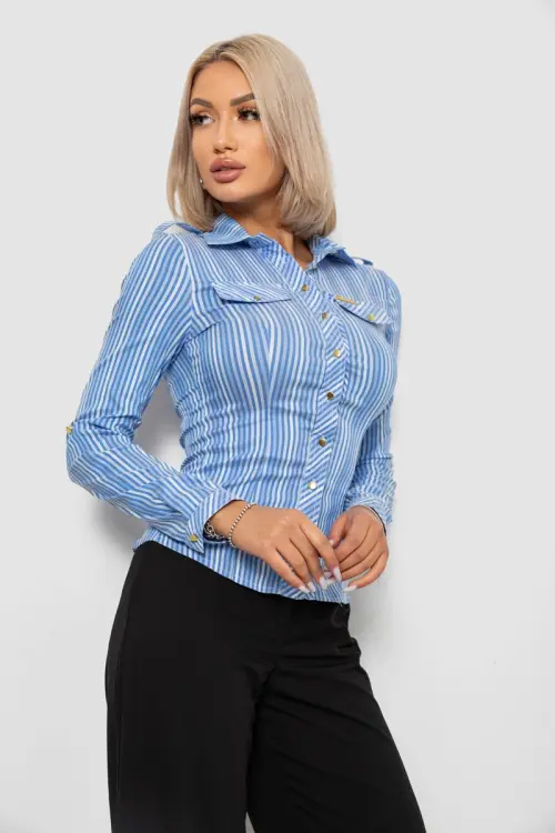 Сорочка класична в смужку, колір блакитний, 230R646-1