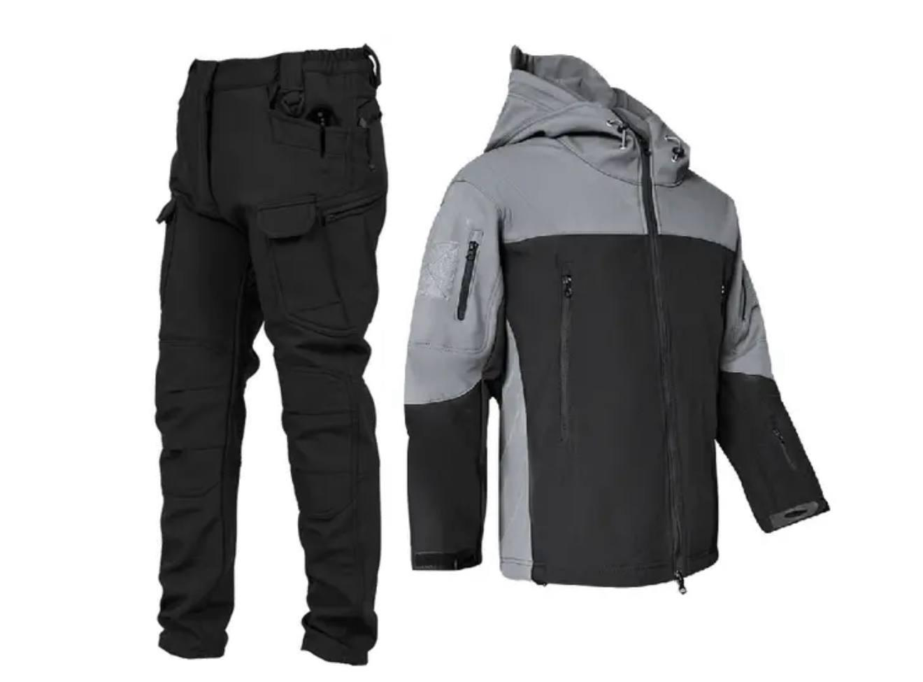 Тактичний костюм Сіро/Чорний SoftShell Gman на флісі
