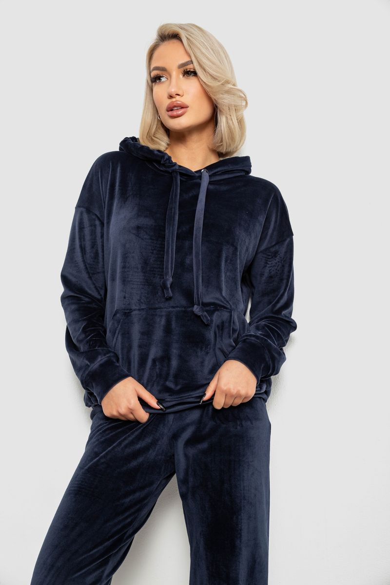 Спортивний костюм жіночий велюровий, колір синій, 241R1530-5
