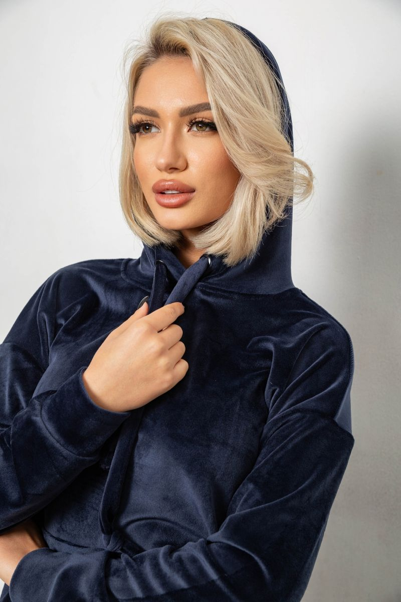 Спортивний костюм жіночий велюровий, колір синій, 241R1530-5