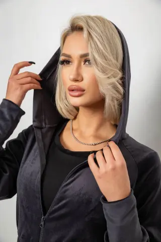 Спортивний костюм жіночий велюровий, колір чорнильний, 257R4125