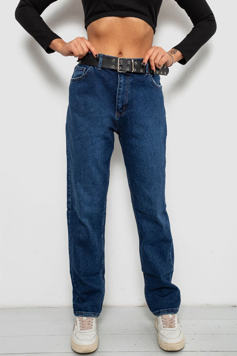 Джинси жіночі однотонні MOM FIT, колір синій, 244R8184