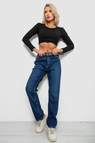 Джинси жіночі однотонні MOM FIT, колір синій, 244R8184