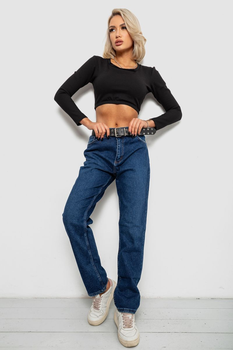 Джинси жіночі однотонні MOM FIT, колір синій, 244R8184