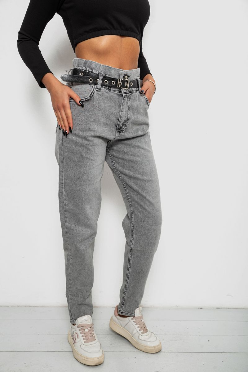 Джинси жіночі однотонні Baggy Papei, колір сірий, 244R00158