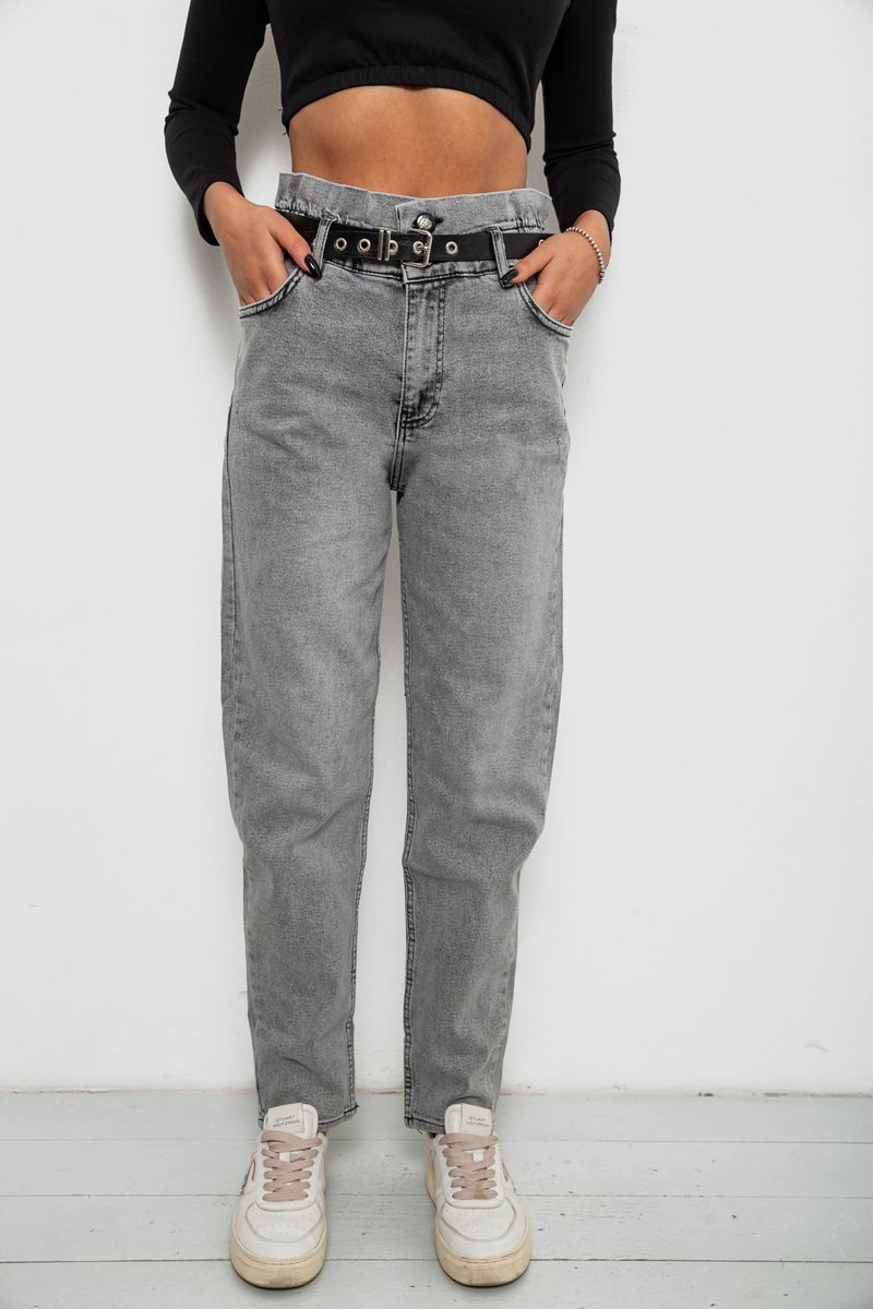 Джинси жіночі однотонні Baggy Papei, колір сірий, 244R00158