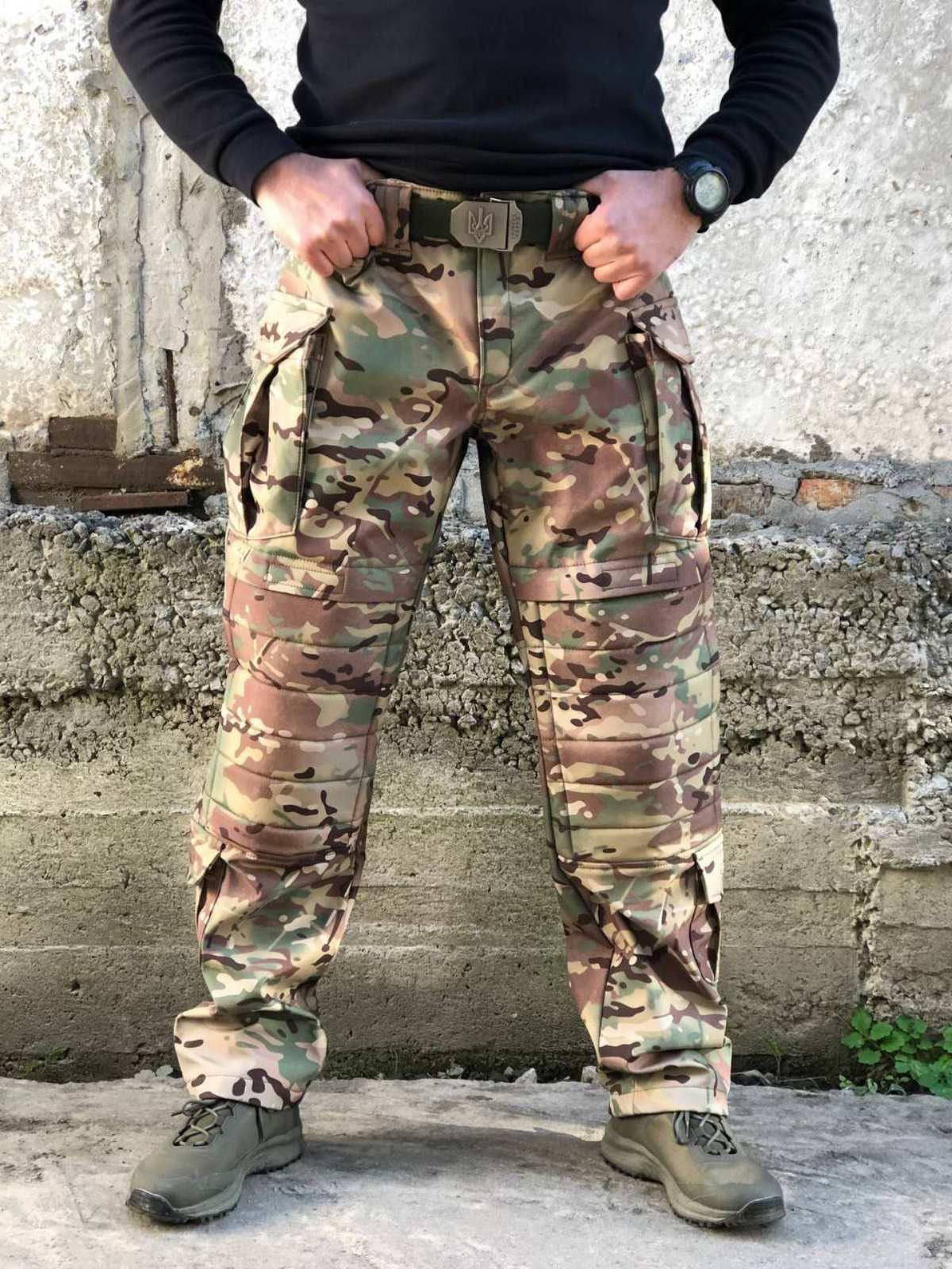 Штани Soft Shell Мультикам на флісі VIKING Посилення Колін