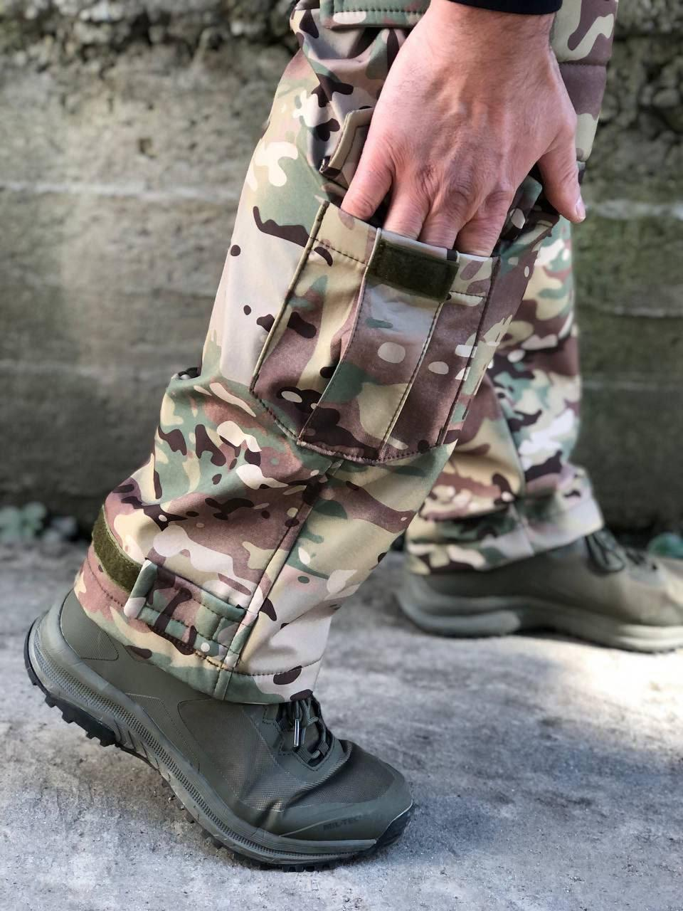 Штани Soft Shell Мультикам на флісі VIKING Посилення Колін
