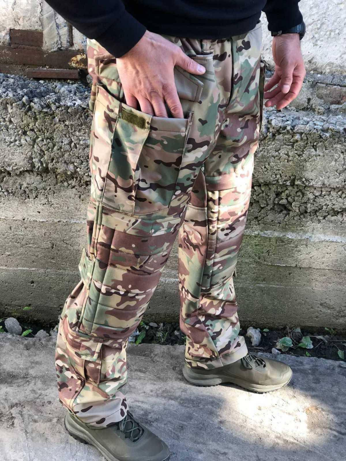 Штани Soft Shell Мультикам на флісі VIKING Посилення Колін