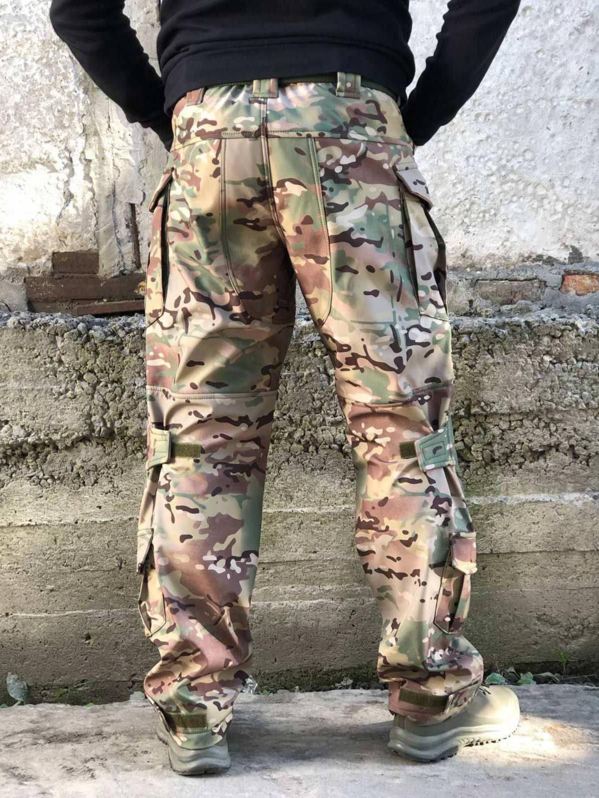Штани Soft Shell Мультикам на флісі VIKING Посилення Колін