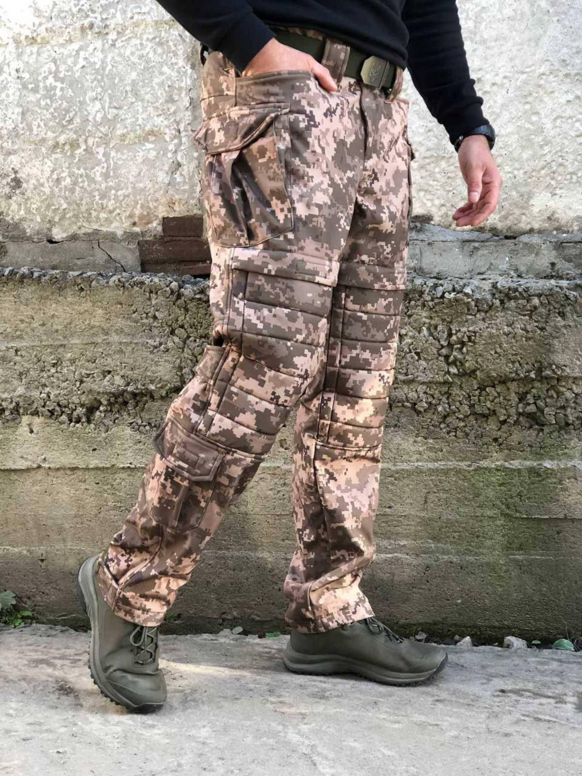 Штани Soft Shell Піксель на флісі VIKING Посилення Колін