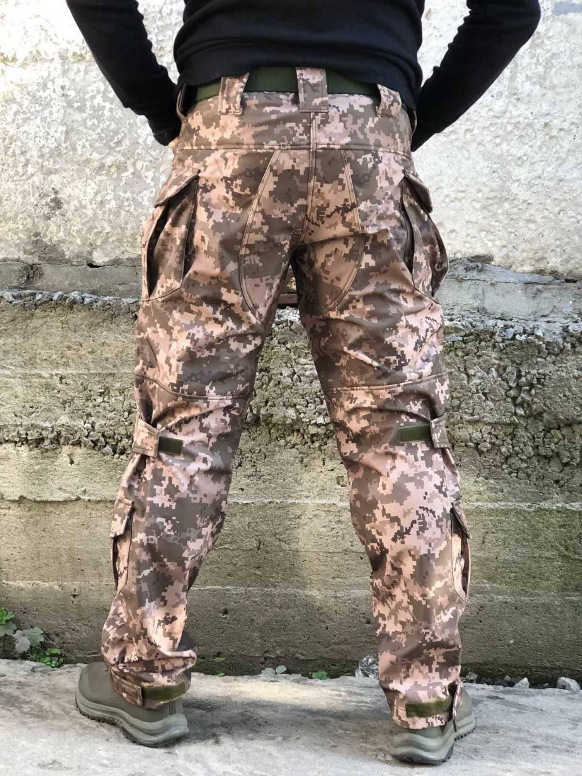 Штани Soft Shell Піксель на флісі VIKING Посилення Колін