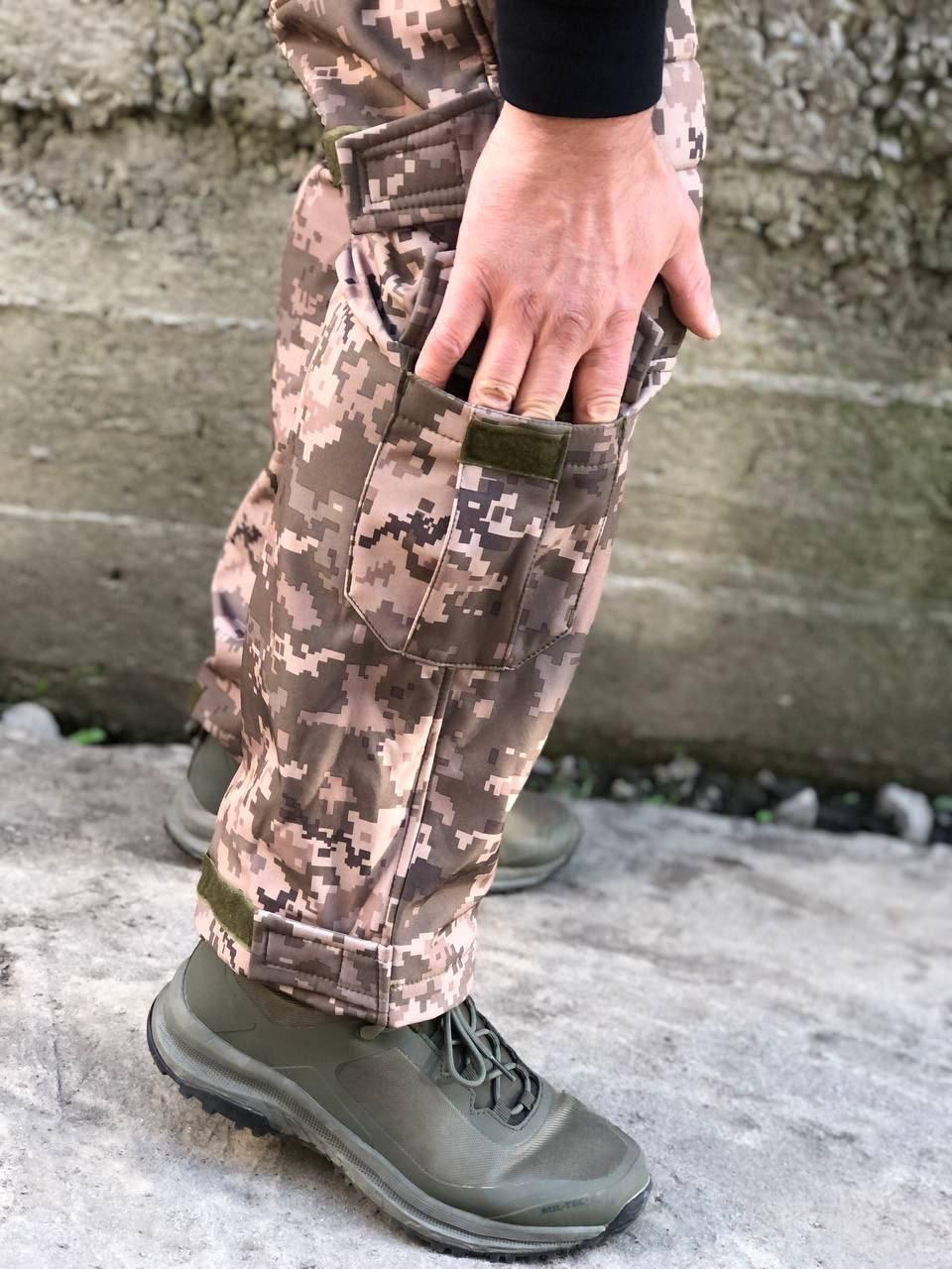 Штани Soft Shell Піксель на флісі VIKING Посилення Колін
