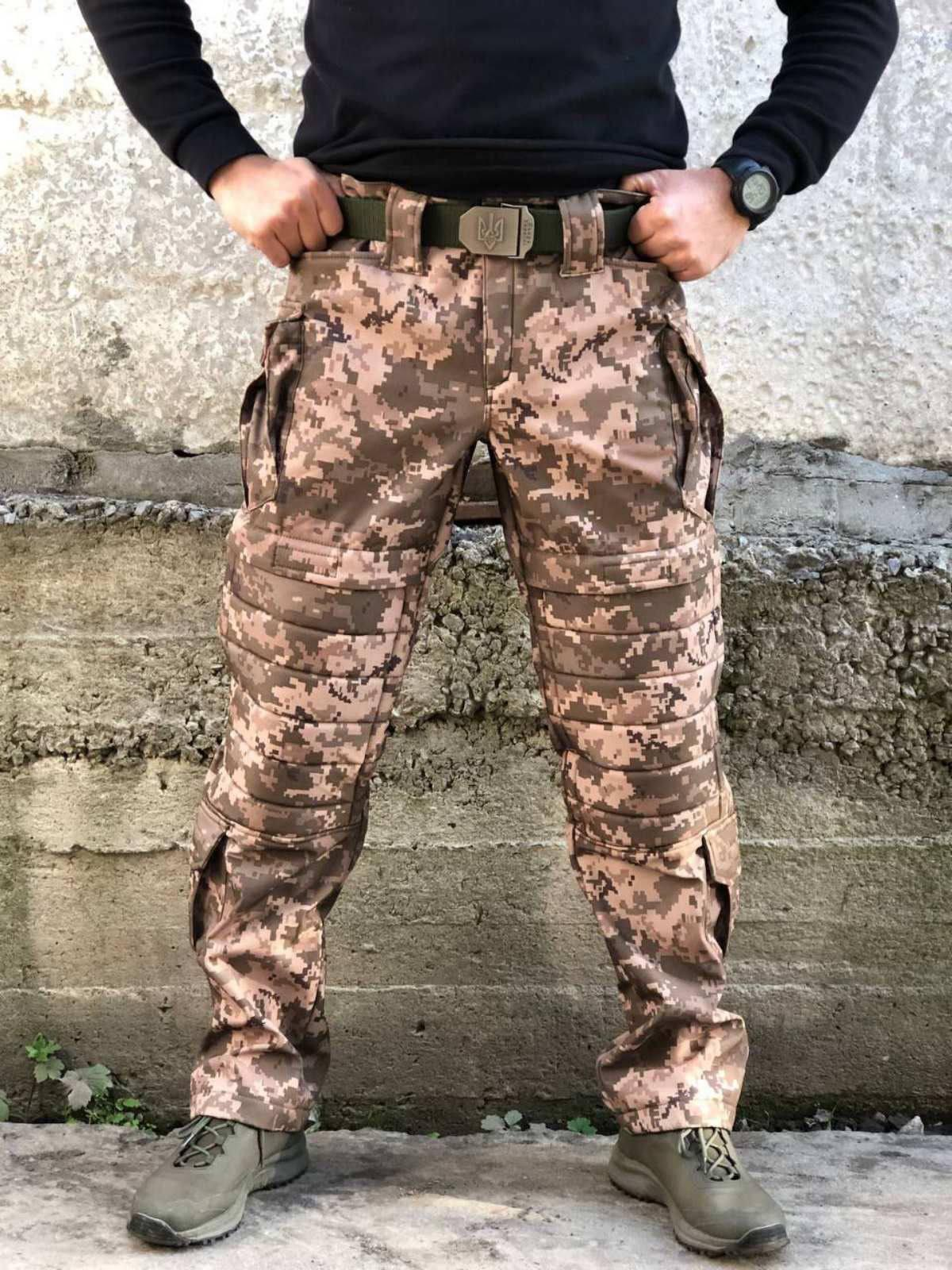 Штани Soft Shell Піксель на флісі VIKING Посилення Колін