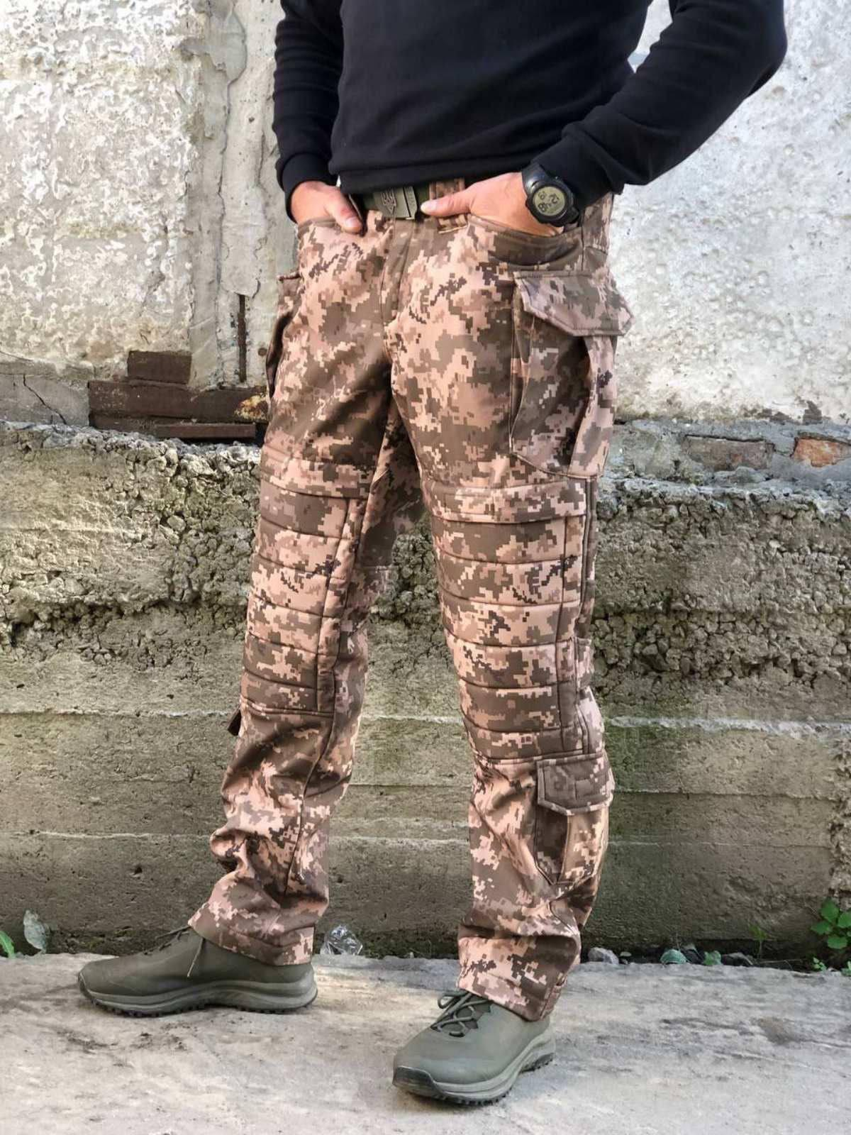 Штани Soft Shell Піксель на флісі VIKING Посилення Колін
