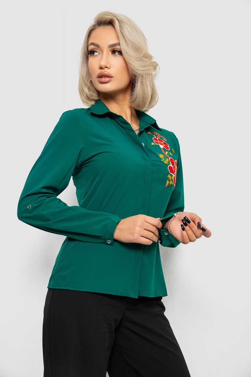 Сорочка жіноча класична з аплікацією, колір зелений, 230R014