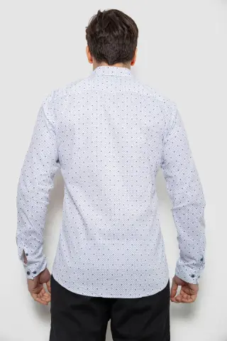 Сорочка чоловіча однотонна з принтом, колір білий, 186R6918-2
