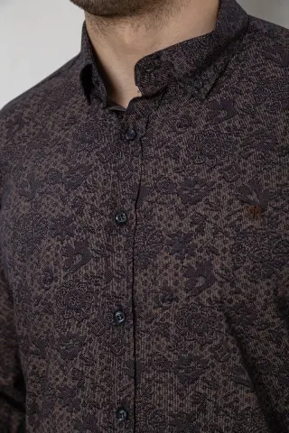 Сорочка чоловіча з принтом, колір коричневий, 186R6053