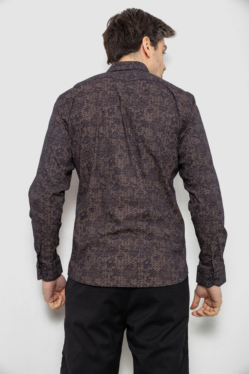Сорочка чоловіча з принтом, колір коричневий, 186R6053