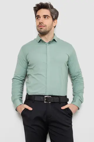 Сорочка чоловіча однотонна, колір оливковий, 186R2100