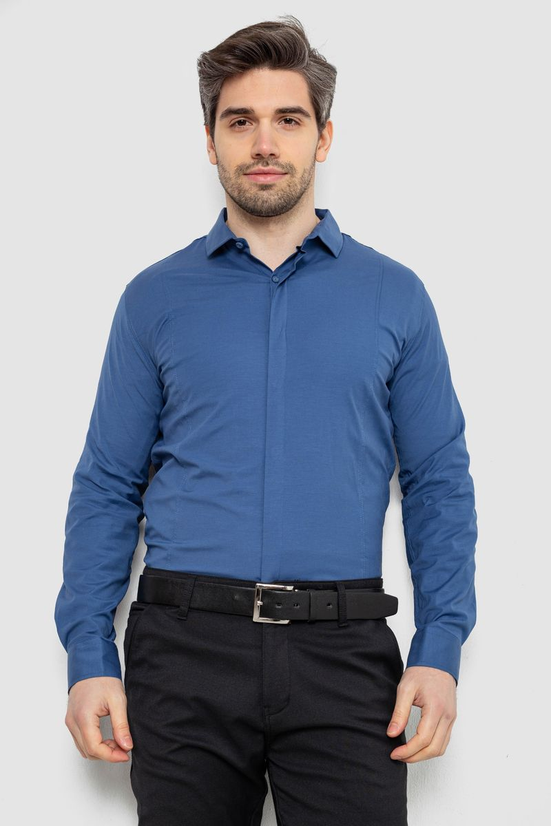 Сорочка чоловіча однотонна, колір джинс, 186R2100
