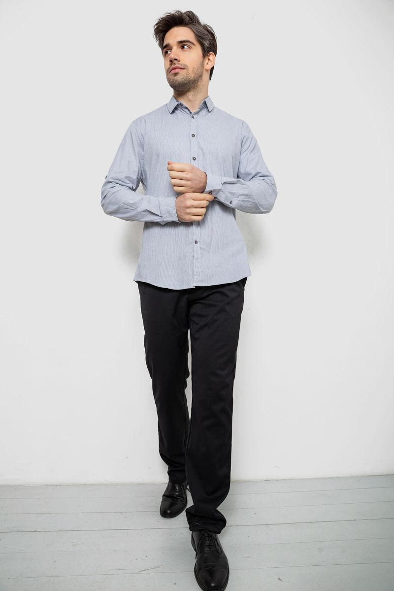 Сорочка чоловіча в смужку, колір сірий, 186R6918-7