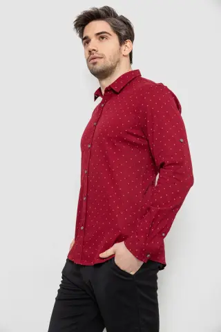 Сорочка чоловіча однотонна з принтом, колір бордовий, 186R6917-8