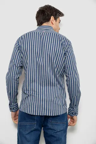 Сорочка чоловіча в смужку, колір сіро-синій, 186RM01