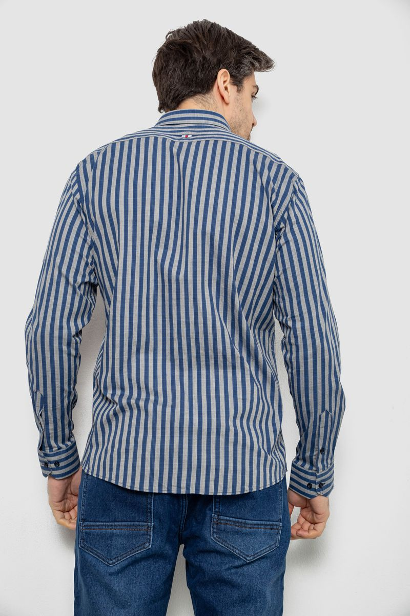 Сорочка чоловіча в смужку, колір сіро-синій, 186RM01