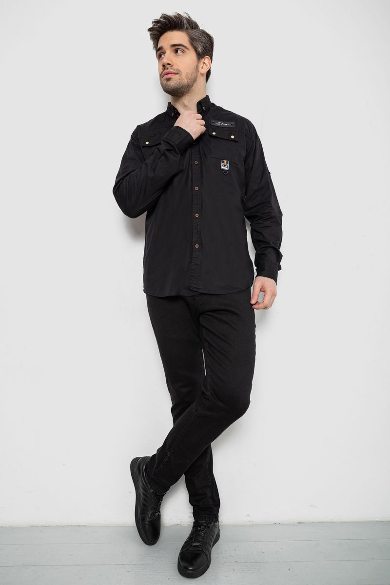 Сорочка чоловіча, колір чорний, 186R01-1