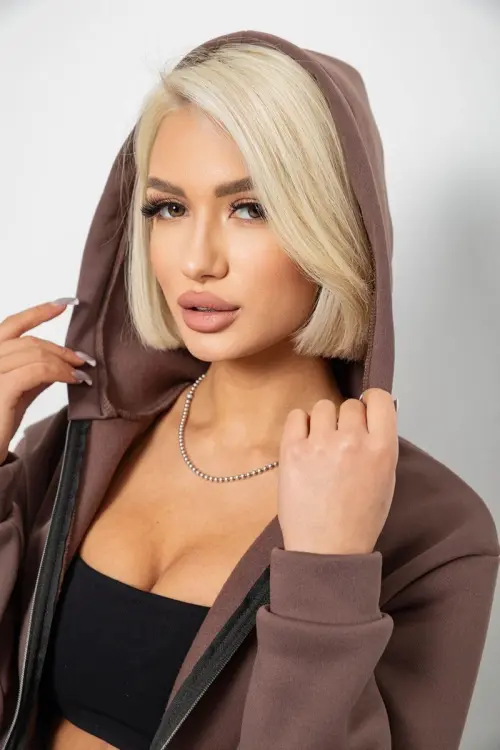 Спортивний костюм жіночий на флісі, колір темно-коричневий, 257R86