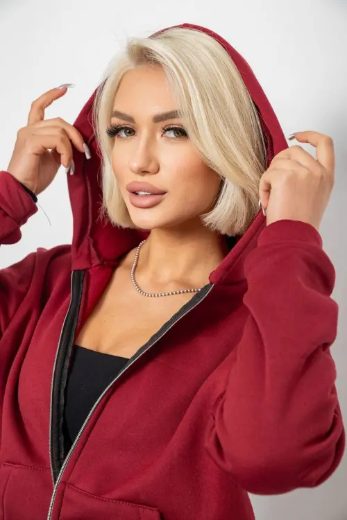 Спортивний костюм жіночий на флісі, колір бордовий, 257R86