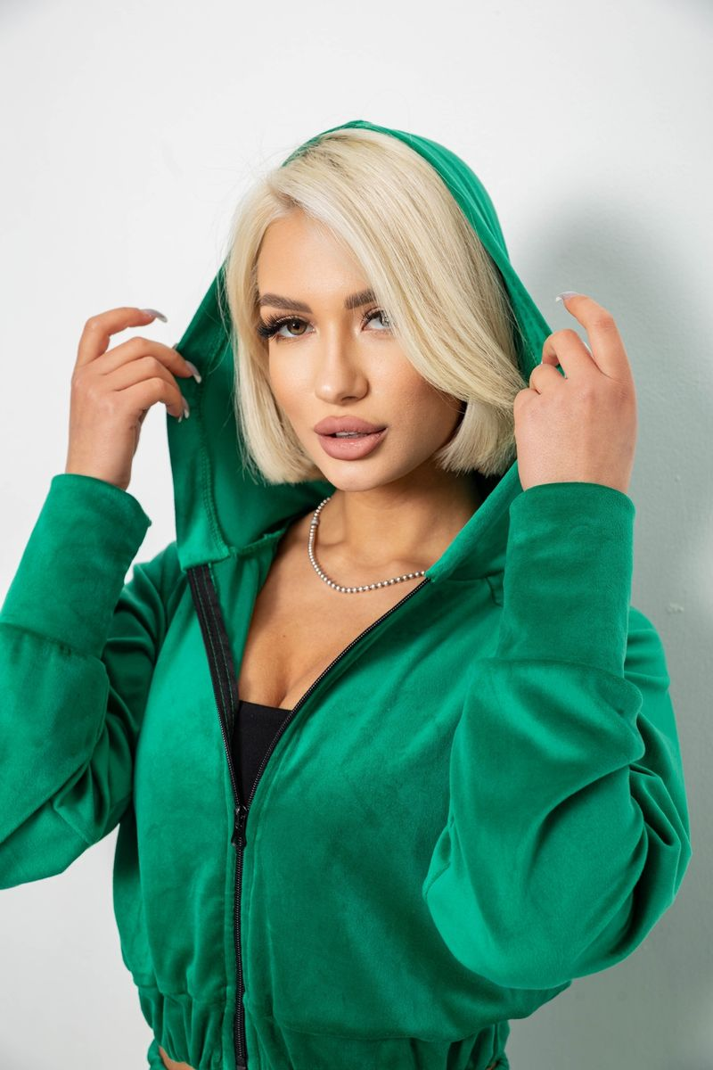 Спортивний костюм жіночий велюровий, колір зелений, 257R4125