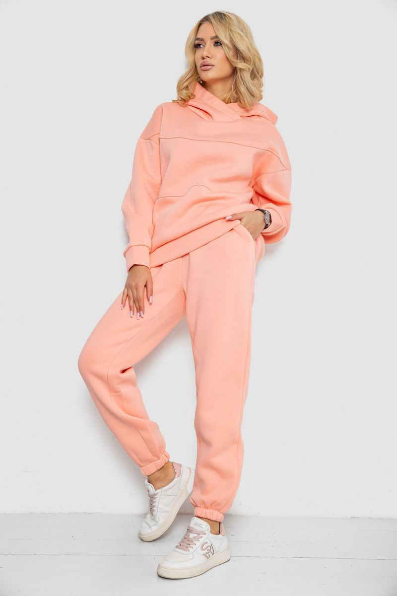 Спортивний костюм жіночий на флісі, колір персиковий, 247R10765