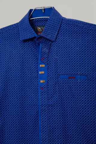 Сорочка чоловіча з принтом, колір електрик, 214R7020