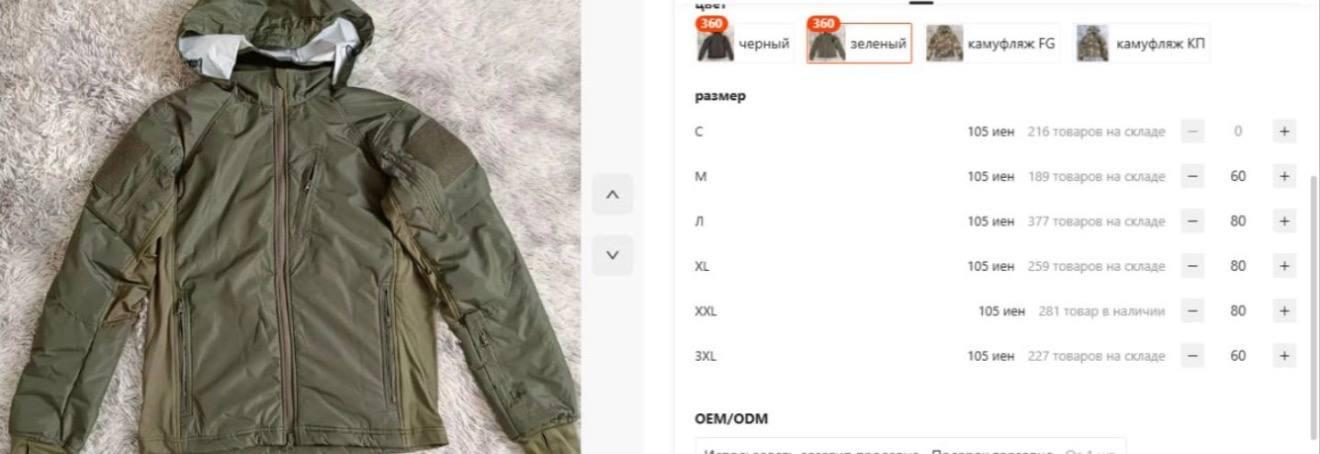 Куртка YINREN з еластичними вставками олива Полегшена